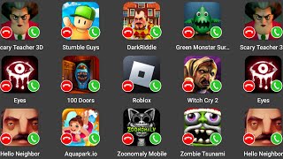 Scary Teacher 3D,Stumble Guys,DarkRiddle,Green Monster Sur...,Eyes,100 Doors,Roblox,Witch Cry 2...