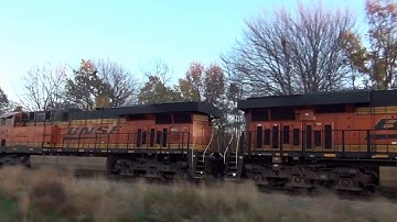 2 BNSF Engines Pull NS Stack Train