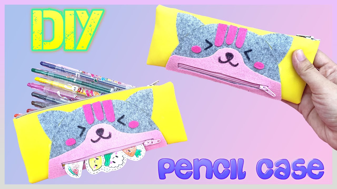 DIY Pencil Case/ How to make a cute Cat Pencil Box YouTube