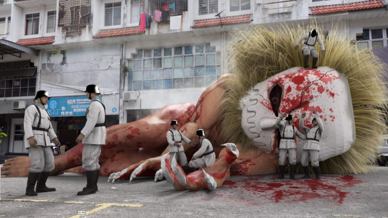 ⁣Attack on titan Porco Galliard in modern world life action