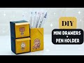 Diy easy pen holder with mini drawers   paper pencil stand  school supplies  paper pen stand