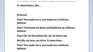 IMAGINE DRAGONS,BELIEVER LYRICS.EASY TO LEARN