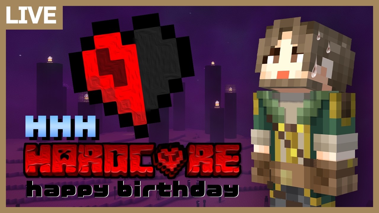 【誕生日耐久】ハート0.5でハードコアエンドラ討伐に挑戦！【マイクラ】