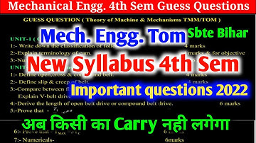 4th semester mechanical engineering Tom vvi important questions || 4th semester new syllabus 2022