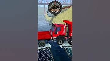 Spintires Mudrunner Truck #46 REPAIR TRUCK TRAIN: Tows Empty Trailer & Dump Truck over BROKEN BRIDGE