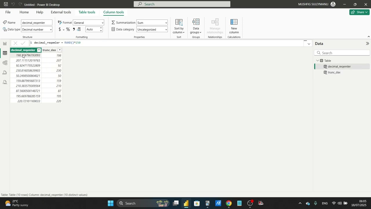 TRUNC DAX-nın izahı