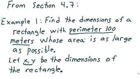Calculus 1, Section 4.7 (Optimization problems), Three examples