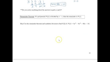 Use the Remainder Theorem to Evaluate Polynomials