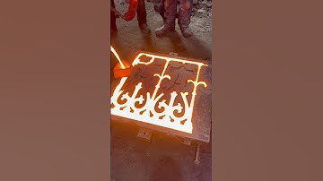 Showing how cast iron flows through the mould of this gate castings.￼#foundry #moltenmetal ￼