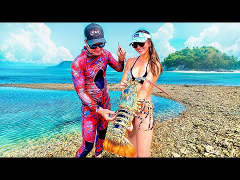 Epic Giant Lobster Catch And Cook On Tropical Beach