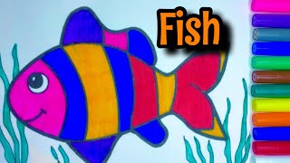 Easy beautiful fish painting for kids | kid's world