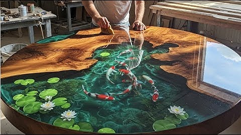 Koi Fish On Epoxy Wood -Turn Rotten Wood Into Bautiful Work