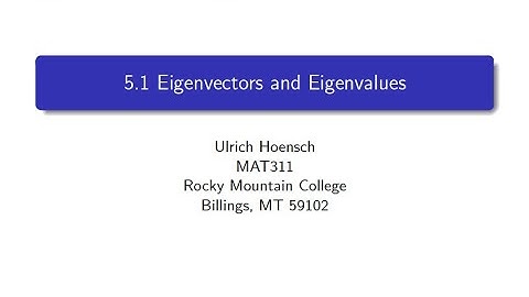 Lecture 5-1 Eigenvalues and Eigenvectors