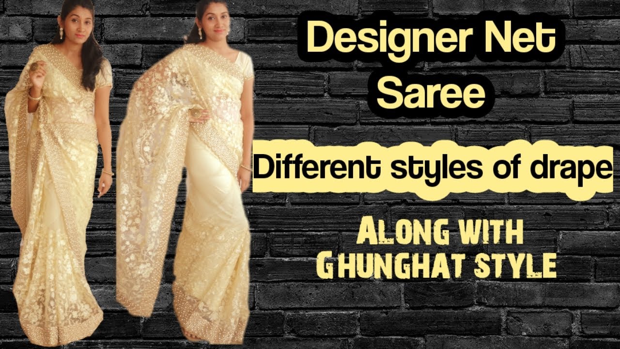 modern net saree draping style