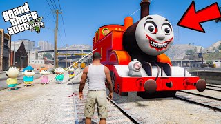 Franklin First Red Evil Thomas Train Experience With Shinchan & Friends in GTA 5 !