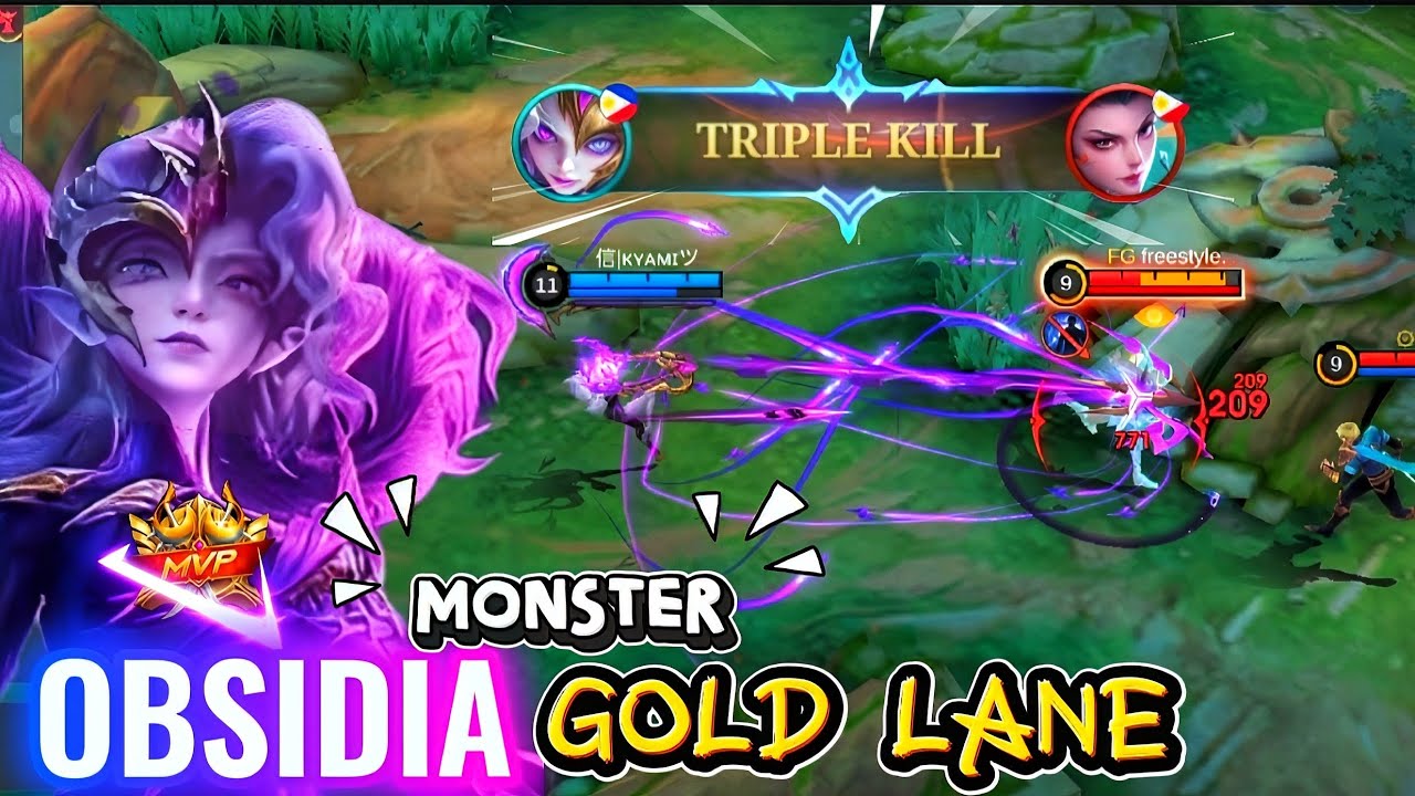 100% REAL MONSTER NEW HERO OBSIDIA GOLD LANE!! - OBSIDIA MLBB GAMEPLAY