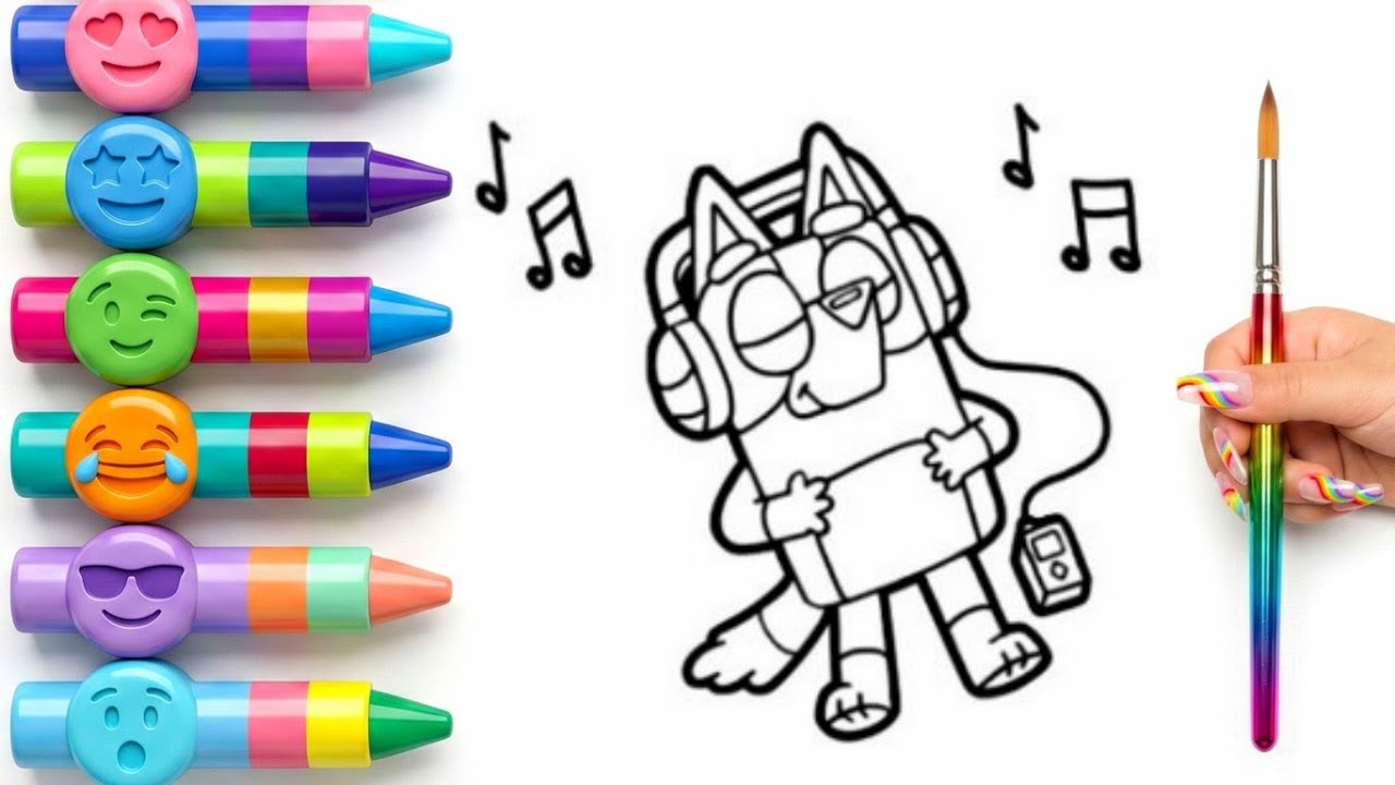Bluey Drawing Step by Step | Coloring Pages for Kids 🖍️🐶