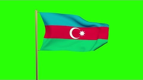 Azerbaijan Flag Waving In The Wind. Green Screen, Alpha Matte. Loopable Animatio Stock Animation