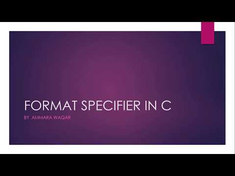 FORMAT SPECIFIER IN C