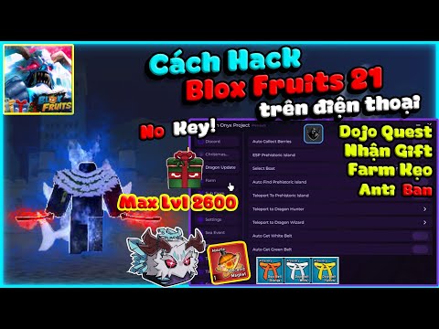 Hướng dẫn Hack Blox Fruits VNG Update Xmas trên điện thoại: Menu No Key Farm Kẹo Gift Dragon Dojo