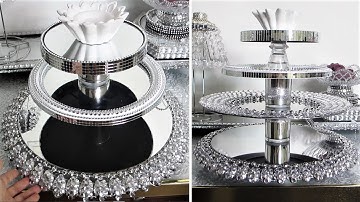 The BEST way to DIY a multi-tier Lazy Susan Rotating Tray 😄 | Glam Edition 💎 | Dollar Tree DIY