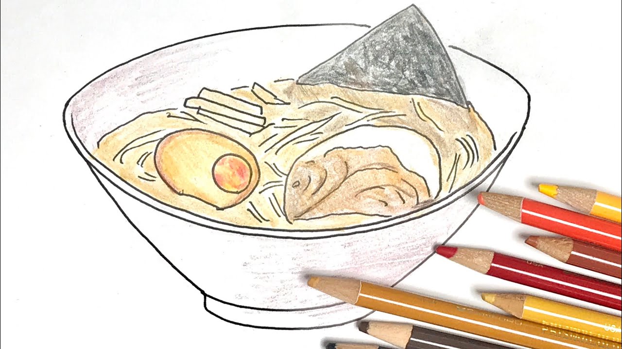 ラーメン の描き方 色鉛筆とペンのイラスト Ramen Youtube