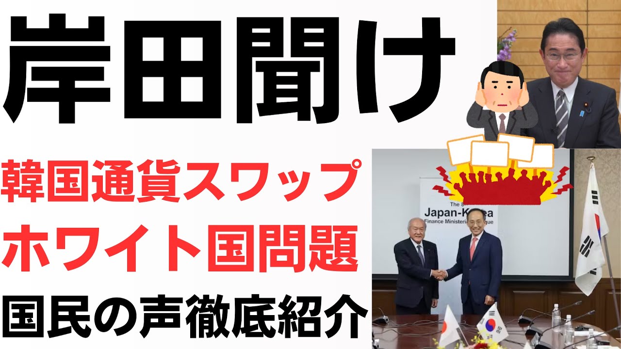 日韓問題・国民の声を岸田聞け！日韓通貨スワップ・韓国ホワイト国問題、国民の声徹底紹介！を扱う動画のサムネイル