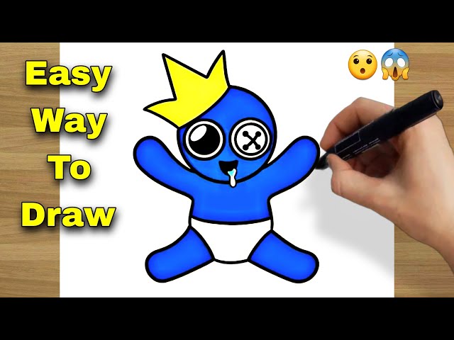 How To draw Baby blue From Rainbow Friends - Roblox Art 