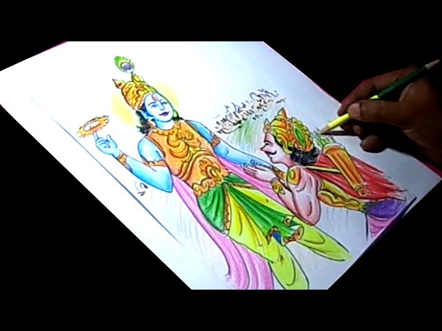 How to draw Lord Krishna and Arjuna (Mahabharat) - YouTube