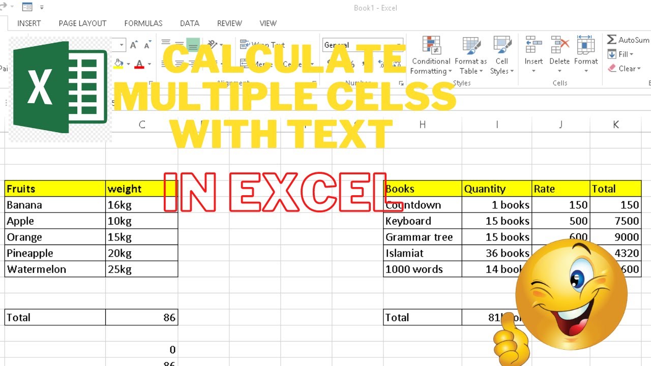 how-to-calculate-sum-of-multiple-cells-with-text-in-excel-youtube