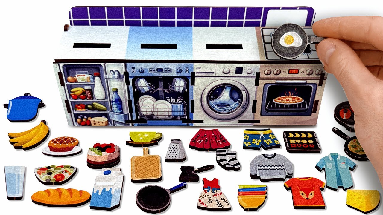 Kitchen Sorting Game for Kids 🍎 Learn Fridge, Stove and Dishwasher | Preschool Learning
