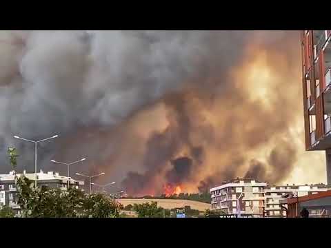 Çanakkale'de yangın yerleşim yerlerine yaklaştı