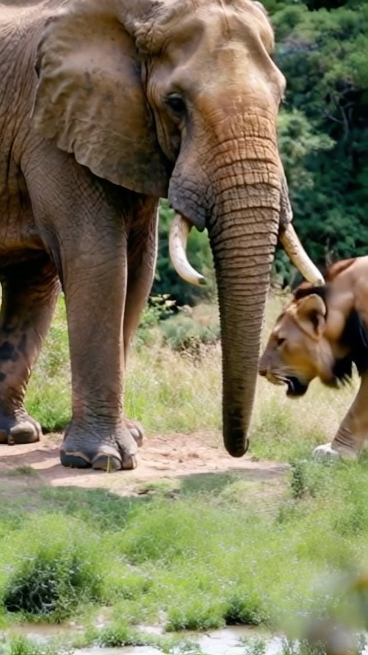 Lion and Elphant as Best Friends