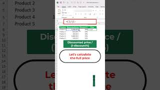 🇺🇸 EXCEL FORMULAS: 💸 Inverse discount: go from sale price to full price #shorts