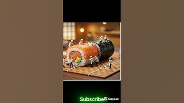 "Giant Sushi, Tiny Chefs 🍣 – Made with AI"