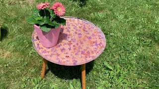 Making a resin table with no power tools. Floral resin table