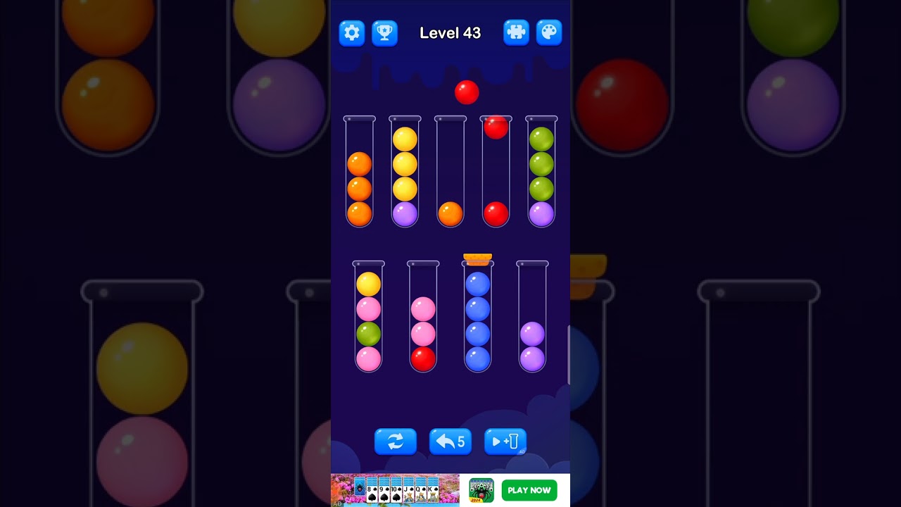 Ball Sort Puzzle Level 43 Solution Walkthrough