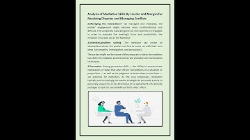 Analysis of Mediation Skills By Lincoln and Morgan for Resolving Disputes and Managing Conflicts