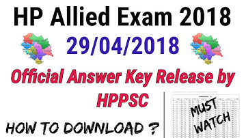 Official Answer Key Of HP Allied Exam 2018 ! How To Download ! 29/04/2018 !