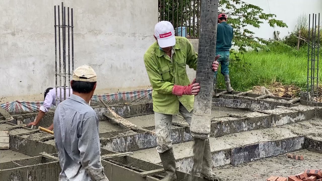 Đổ bê tông móng nhà Bê tông Bắc Á Hà Tĩnh The process of pouring