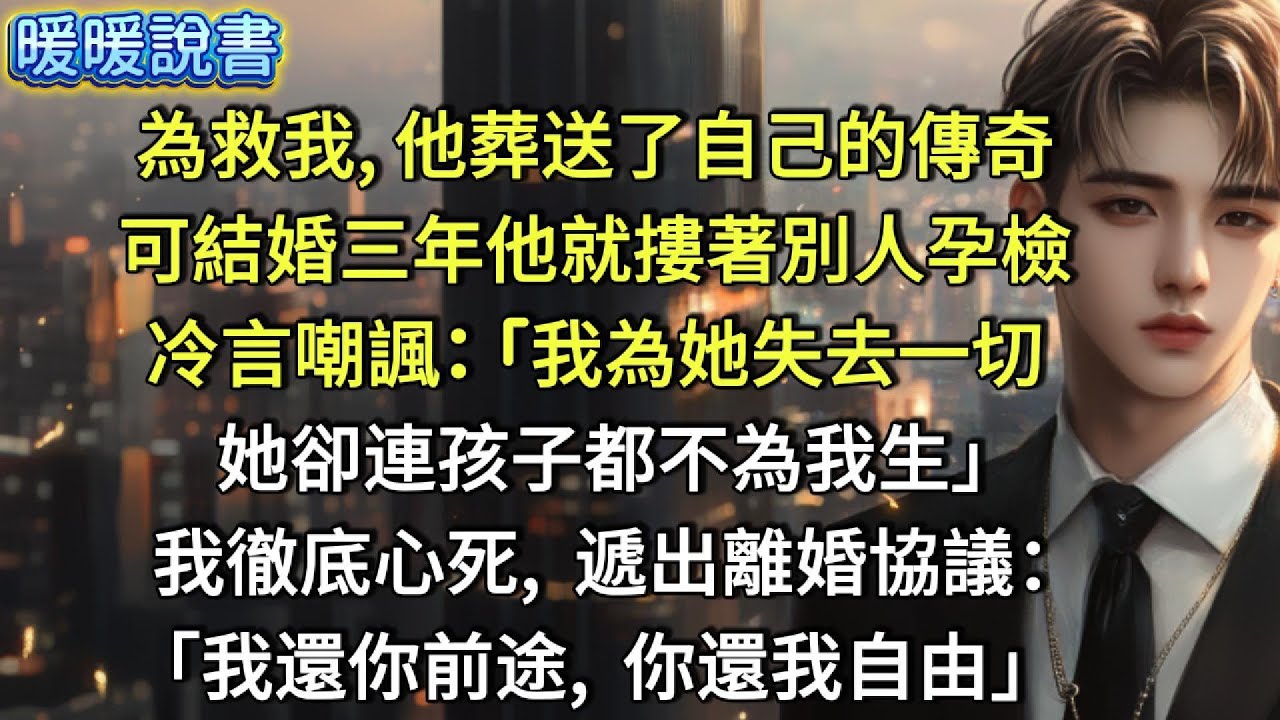 為救我，他葬送了自己的傳奇。可結婚剛滿三年，他就摟著別人孕檢，冷言嘲諷:「我為她失去一切，她卻連孩子都不為我生！」我徹底心死，遞出離婚協議:「我還你前途，你還我自由。」