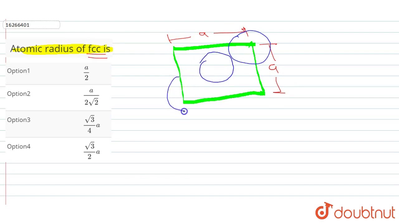 Atomic radius of fcc is