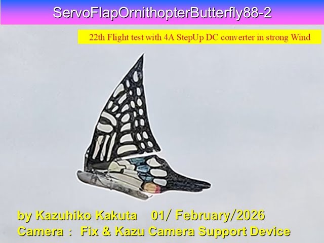 サーボ駆動蝶型羽ばたき機 SFOButterfly88-2 32g：22th Flight test