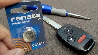 How to Replace Honda Key Fob Battery on Accord Civic CRV Pilot Ridgeline - CR1616 Change 2006