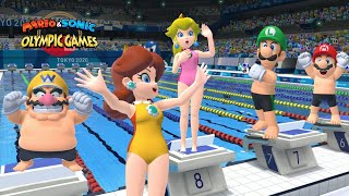 Mario & Sonic At The Olympic Games Tokyo 2020 Swimming ( Gameplay ) Peach Daisy Wario Luigi & More