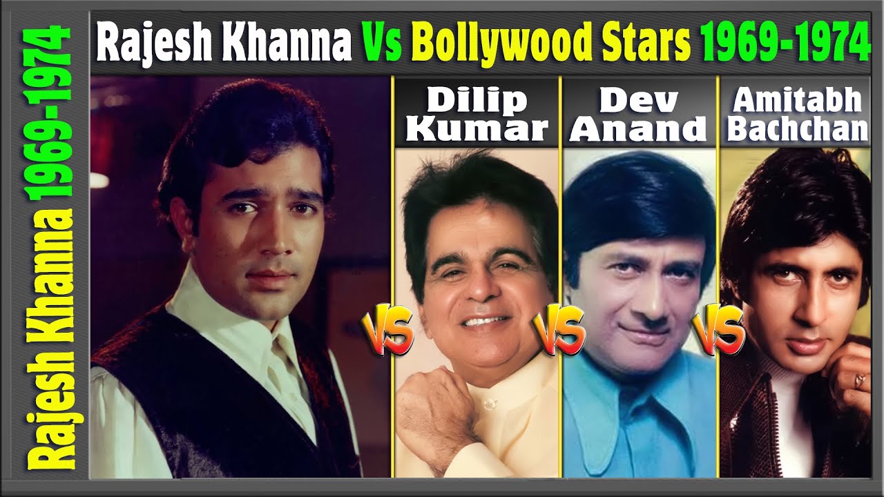 Rajesh Khanna Vs Bollywood Stars Dilip Kumar Vs Dev Anand Vs Amitabh 19691974 Hit and Flop