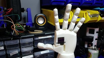 Arduino controlled Robotic Hand demonstration with various gestures - model designed by Ryan Gross