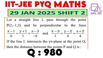 Let a straight line L pass through the point P(2,–1,3) and be perpendicular to the lines (x − 1)/ 2
