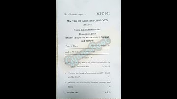 MPC-001: COGNITIVE PSYCHOLOGY, LEARNING AND MEMORY | JUNE 2024 | IGNOU #shorts #tee2024 #june2024