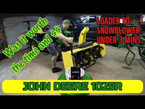 JOHN DEERE 1025R UNDER 3 MINUTES!! Loader to Snowblower install
